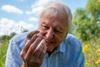 David Attenborough with a harvest mouse