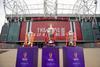 (L-R) The Women's, Men's and Wheelchair RLWC Trophies on display at Old Trafford, Manchester (Credit SWPix).jpg.gallery