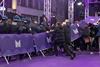 Pension reform protesters break into the violet carpet at the Series Mania festival on March 21 in Lille, France.