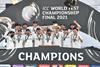 New Zealand players celebrate after being handed the ICC Test Championship Mace in Southampton on Wednesday