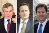 Gordon Brown, David Cameron and Nick Clegg