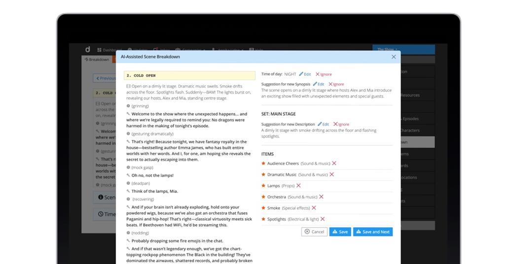Dramatify reveals AI Script Breakdown tool | News | Broadcast