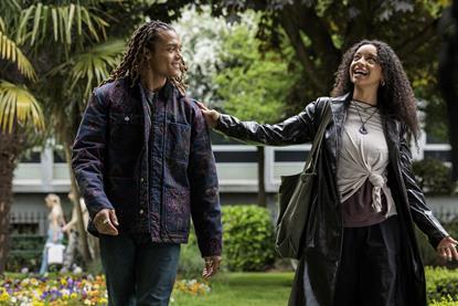 Siena Kelly as Domino Day and Percelle Ascott as Leon