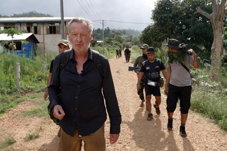 Stuart Ramsay with his crew in Myanmar - Sky News