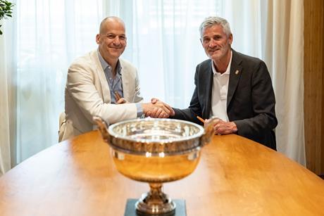 (L) Andrew Georgiou, President & Managing Director, WBD Sports Europe and (R) Gilles Moretton, French Tennis Federation President