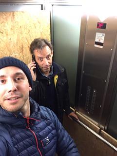 2 PD Jamie Hammick gets stuck in a lift with main contributor in his Maastricht home