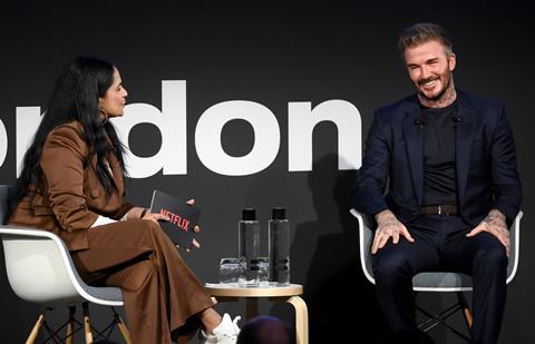 David Beckham and Bela Bajaria at MIP London