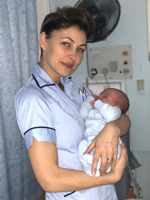 BTS - Emma Willis with baby Benjamin