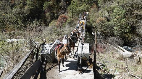 Gear on rope bridge