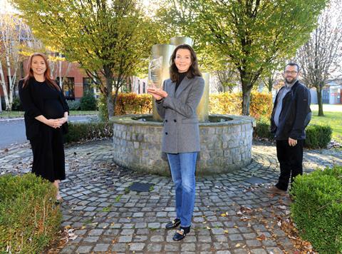 MIchelle Fairley with RTS NI Awards Chair & Sponsor Ka-Boom