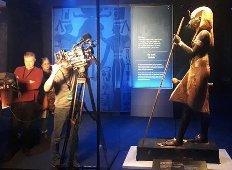 Filming at the Saatchi Tutankhamun Exhibition cropped_ photographer Eleanor Ware
