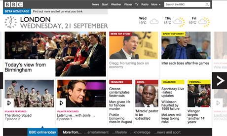 BBC online homepage (beta)