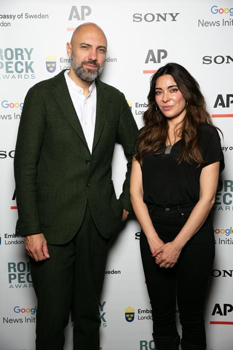 Nominees for the Sony Impact Award for Current Affairs for their film Afghanistan No Country for Women, Karim Shah and Ramita Navai