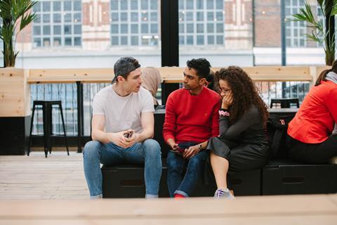 SP Dinkesh Miesuria trains researchers Paul Scott and Ayesha Carrick on how to tell narrative stories for reality