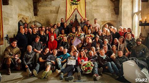 The Spanish Princess cast & crew on set at The Bottle Yard Studios (credit STARZ)