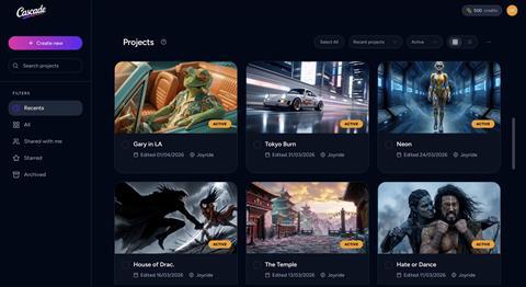 Cascade Studio UI (Project Dashboard)