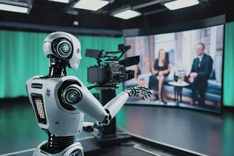 Robot producing content (AI generated)
