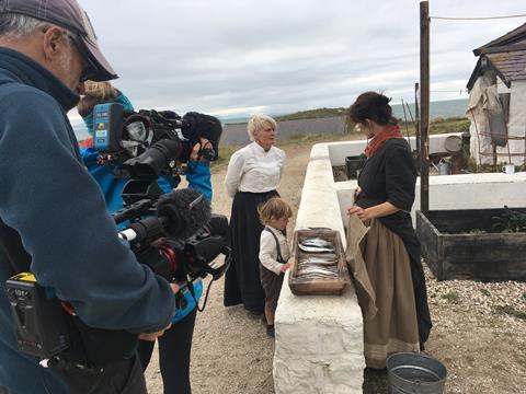 Alexis Girardet (SP) and Meinir Siencyn (camera) with Cheryl Barker, Kate Evans and Arlo Davies