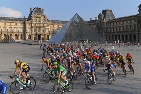 Tour de France cycling by the Louvre