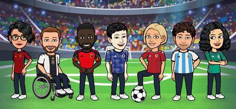 Bitmoji adidas World Cup group photo Snaphchat