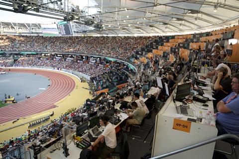 The commentary gantry in the National Athletics Centre