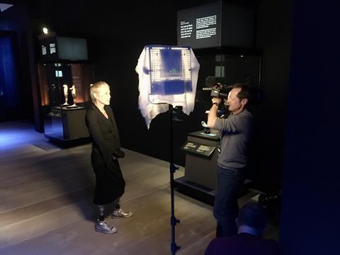 Filming at the Saatchi Tutankhamun exhibition. Photographer Christoph Bachhuber