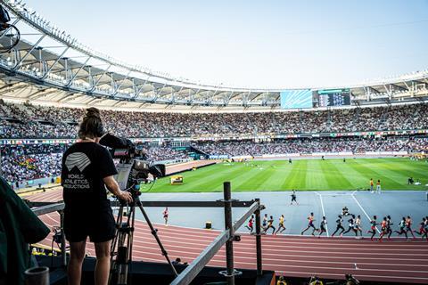 A World Athletics Productions camera operator